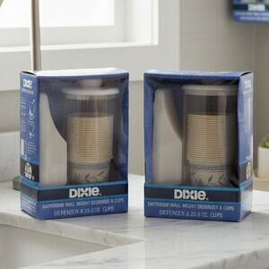 Vintage 1988 Dixie Bathroom Cup Dispenser Lot 2 NOS Sealed Marble Ivory